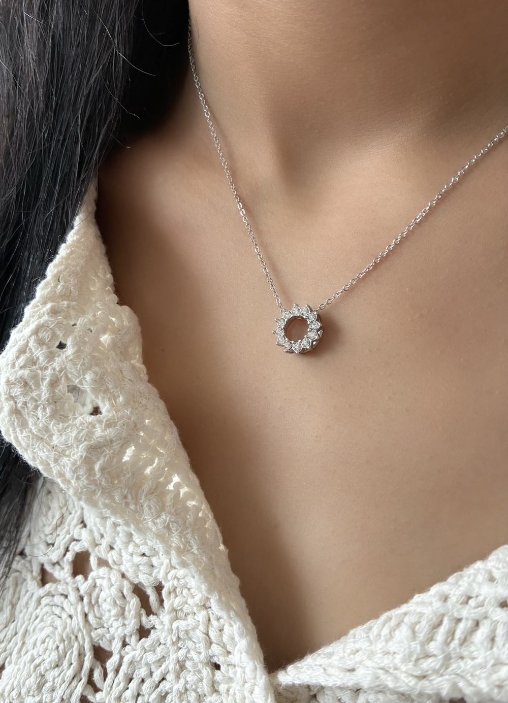 Collier couronne argenté Pauline – Image 2